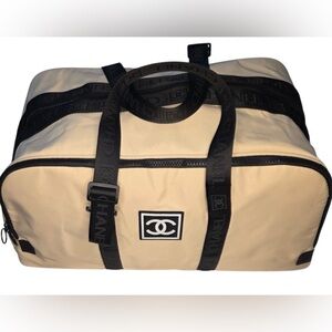 Brand New CHANEL Black and Cream Duffel Bag